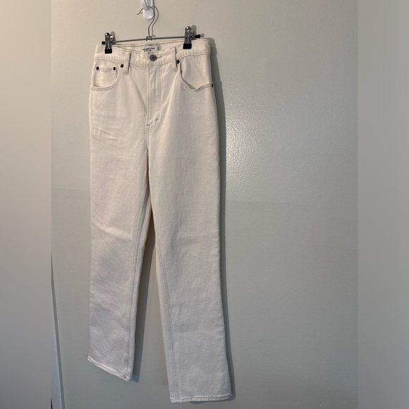 Abercrombie & Fitch white 90’s straight ultra high rise jeans size 4 - Picture 6 of 10